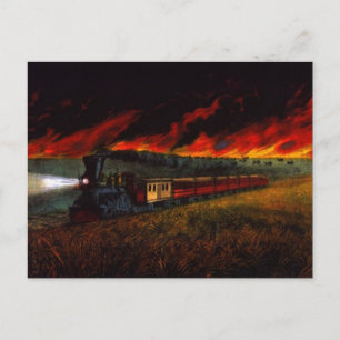Iron Horse on Prairie ~ Midnight Train POSTCARD