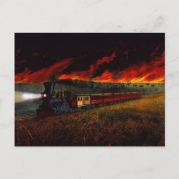 Iron Horse On Prairie ~ Midnight Train Postcard by layooper at Zazzle