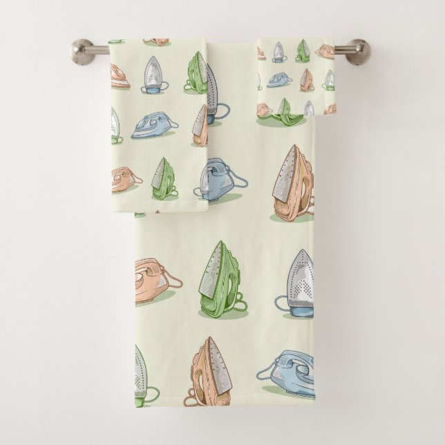 Iron Ironing Laundry patten Bath Towel Set (Insitu)