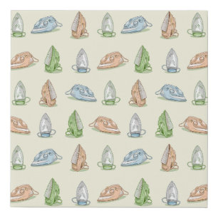 Iron Ironing Laundry patten Faux Canvas Print