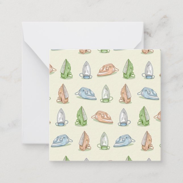 Iron Ironing Laundry patten Note Card (Front)