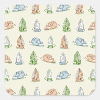Iron Ironing Laundry patten Square Sticker