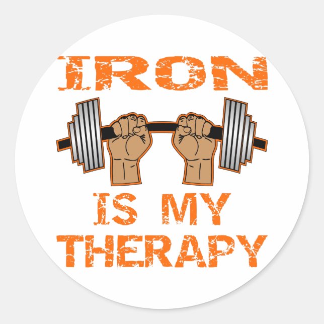 Iron Is My Therapy - Weightlifting Classic Round Sticker (Front)