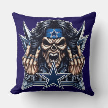 Iron Maiden's Eddie is a Cowboys fan! Throw Pillow