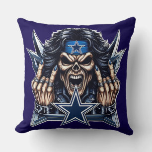 Iron Maiden's Eddie is a Cowboys fan! Throw Pillow