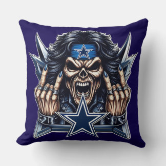 Iron Maiden's Eddie is a Cowboys fan! Throw Pillow