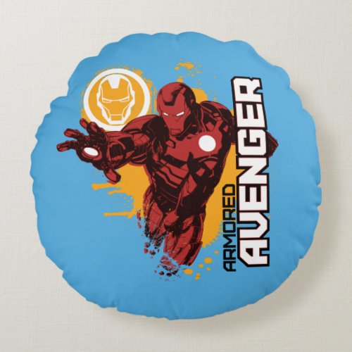 Iron Man Armored Avenger Graphic Round Pillow