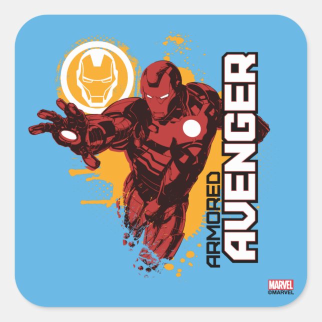 Iron Man Armored Avenger Graphic Square Sticker (Front)