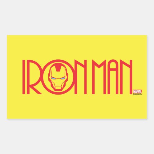 Iron Man Art Deco Name Rectangular Sticker