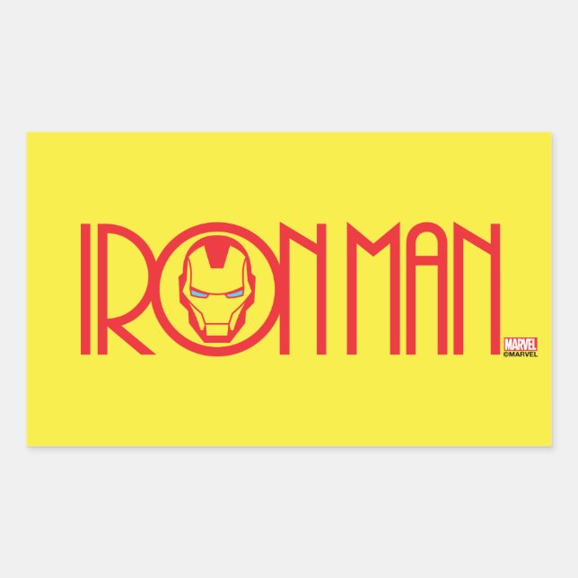 Iron Man Art Deco Name Rectangular Sticker (Front)