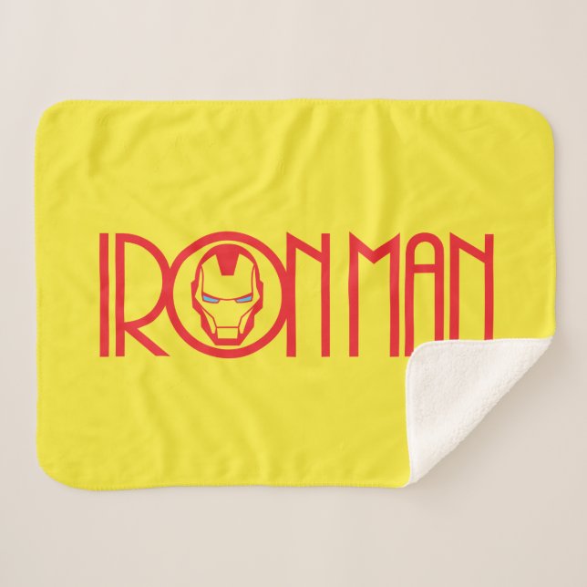 Iron Man Art Deco Name Sherpa Blanket (Front (Horizontal))