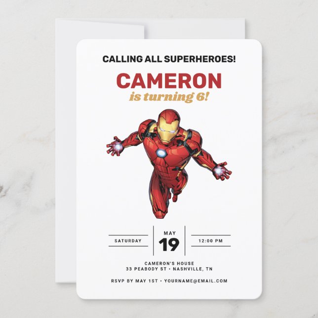 Iron Man Birthday Invitation (Front)