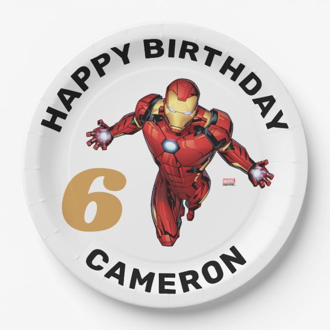 Iron Man Birthday Paper Plates (Front)