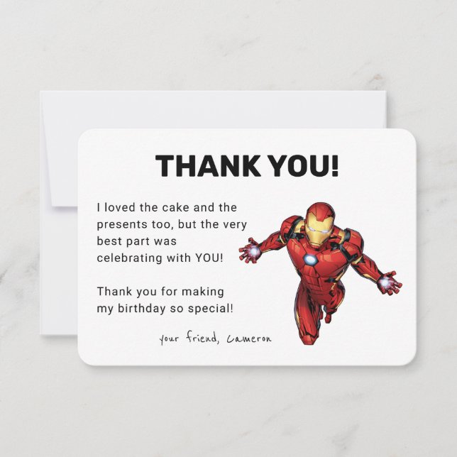 Iron Man Birthday Thank You Invitation (Front)
