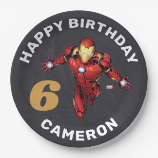 Iron Man Chalkboard Birthday Paper Plates