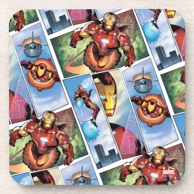 Iron Man Comic Panels Beverage Coaster (Front)