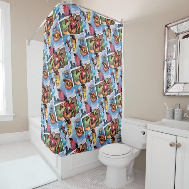 Iron Man Comic Panels Shower Curtain (In Situ)