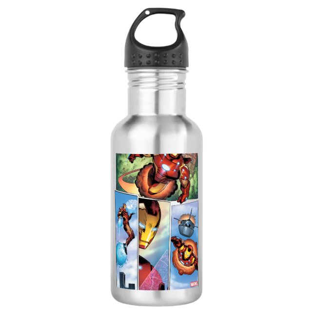 Iron Man Comic Panels Stainless Steel Water Bottle (Front)