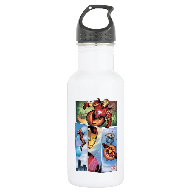 Iron Man Comic Panels Stainless Steel Water Bottle (Front)