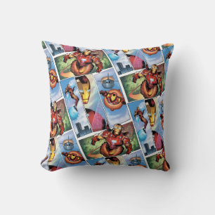 Iron Man Comic Panels Throw Pillow