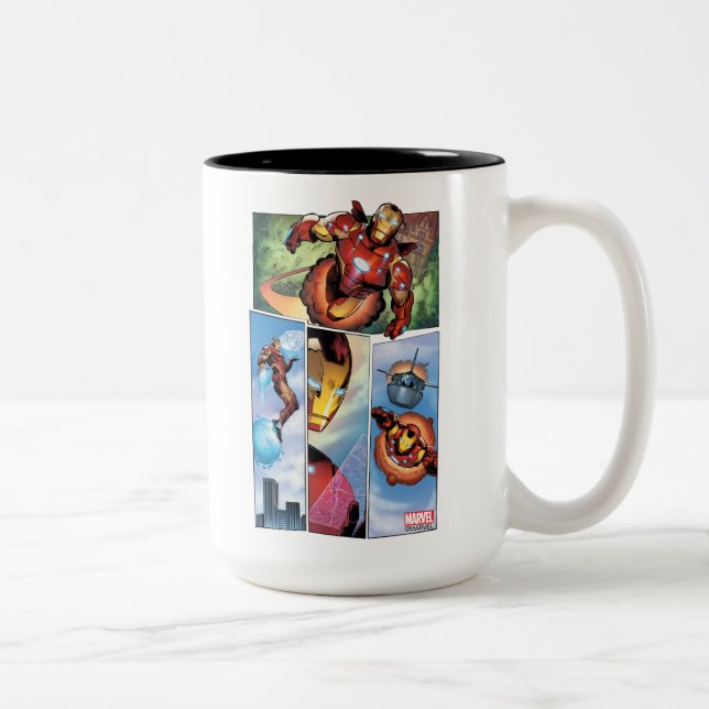 Iron Man Comic Panels Two-Tone Coffee Mug (Right)