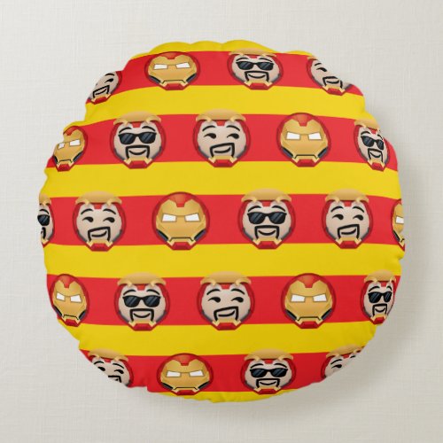 Iron Man Emoji Stripe Pattern Round Pillow
