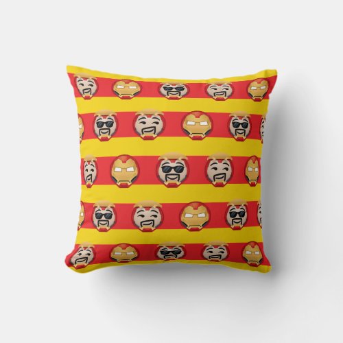 Iron Man Emoji Stripe Pattern Throw Pillow
