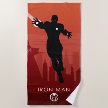 Iron Man Heroic Silhouette Beach Towel by avengersclassics at Zazzle