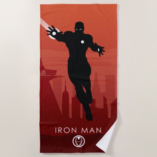 Iron Man Heroic Silhouette Beach Towel