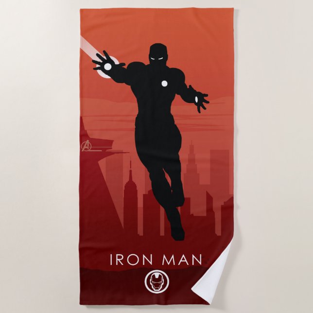 Iron Man Heroic Silhouette Beach Towel (Front)