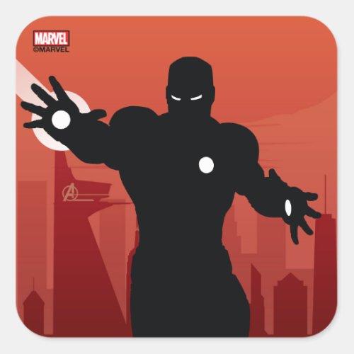 Iron Man Heroic Silhouette Square Sticker