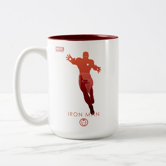 Iron Man Heroic Silhouette Two-Tone Coffee Mug (Left)