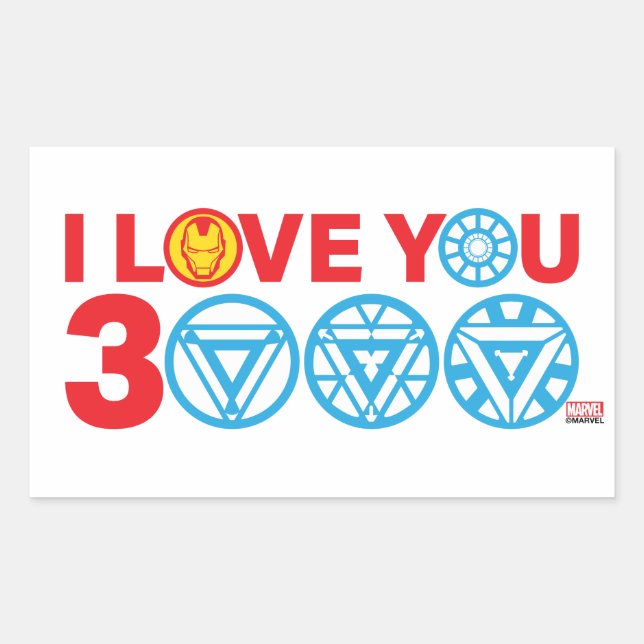 Iron Man | I Love You 3000 Rectangular Sticker (Front)