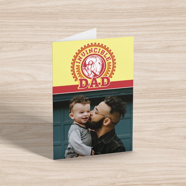 Iron Man | Invincible Dad Logo Custom Photo Card (Card on table)