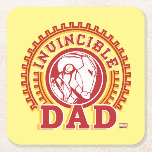 Iron Man  Invincible Dad Logo Square Paper Coaster