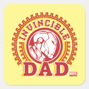 Iron Man   Invincible Dad Logo Square Sticker