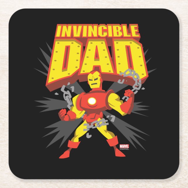 Iron Man | Invincible Dad Square Paper Coaster (Front)