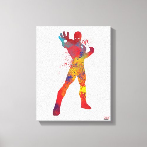 Iron Man Outline Watercolor Splatter Canvas Print