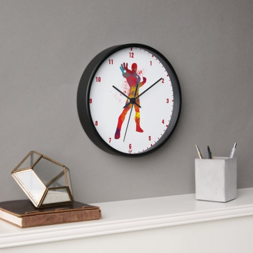 Iron Man Outline Watercolor Splatter Clock