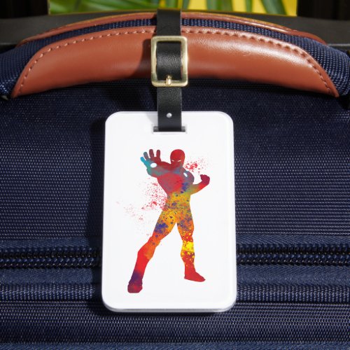 Iron Man Outline Watercolor Splatter Luggage Tag