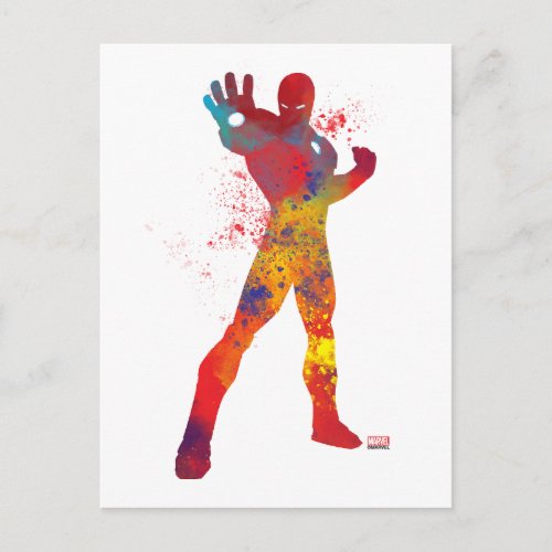 Iron Man Outline Watercolor Splatter Postcard