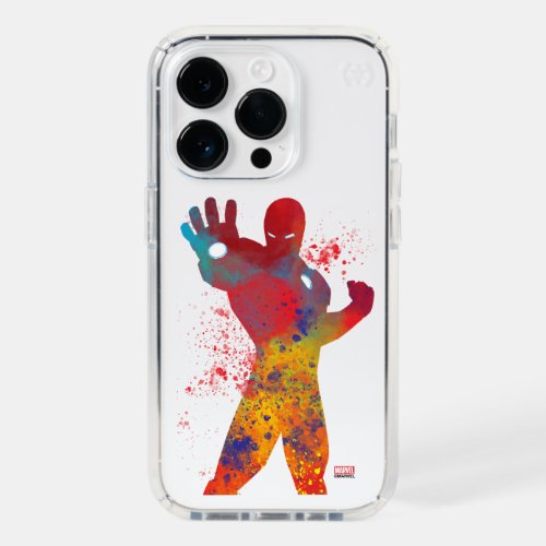 Iron Man Outline Watercolor Splatter Speck iPhone 14 Pro Case