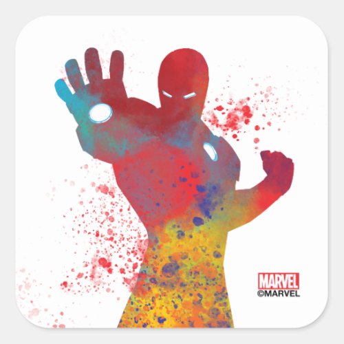 Iron Man Outline Watercolor Splatter Square Sticker