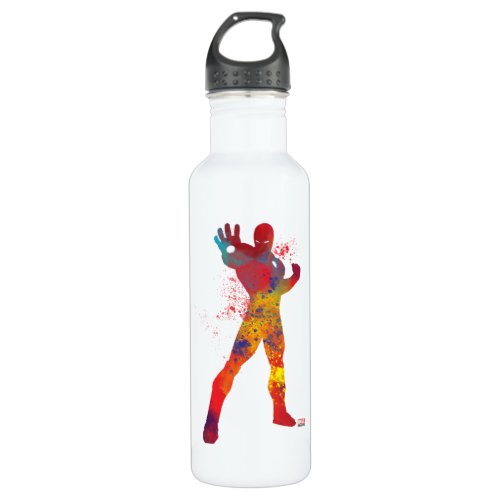 Iron Man Outline Watercolor Splatter Stainless Steel Water Bottle