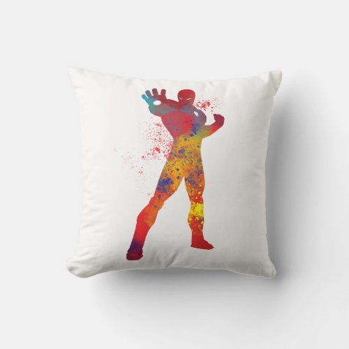 Iron Man Outline Watercolor Splatter Throw Pillow