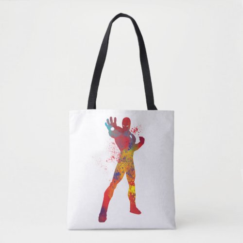 Iron Man Outline Watercolor Splatter Tote Bag