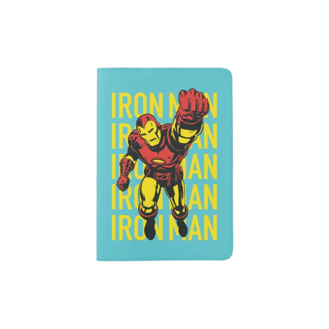Iron Man Pose With Repeated Name Passport Holder (Front)
