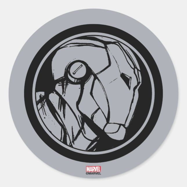 Iron Man Profile Logo Classic Round Sticker (Front)