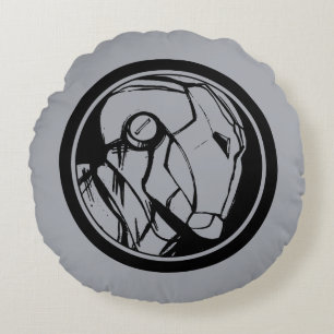 Iron Man Profile Logo Round Pillow