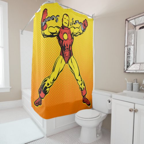 Iron Man Retro Breaking Chains Shower Curtain